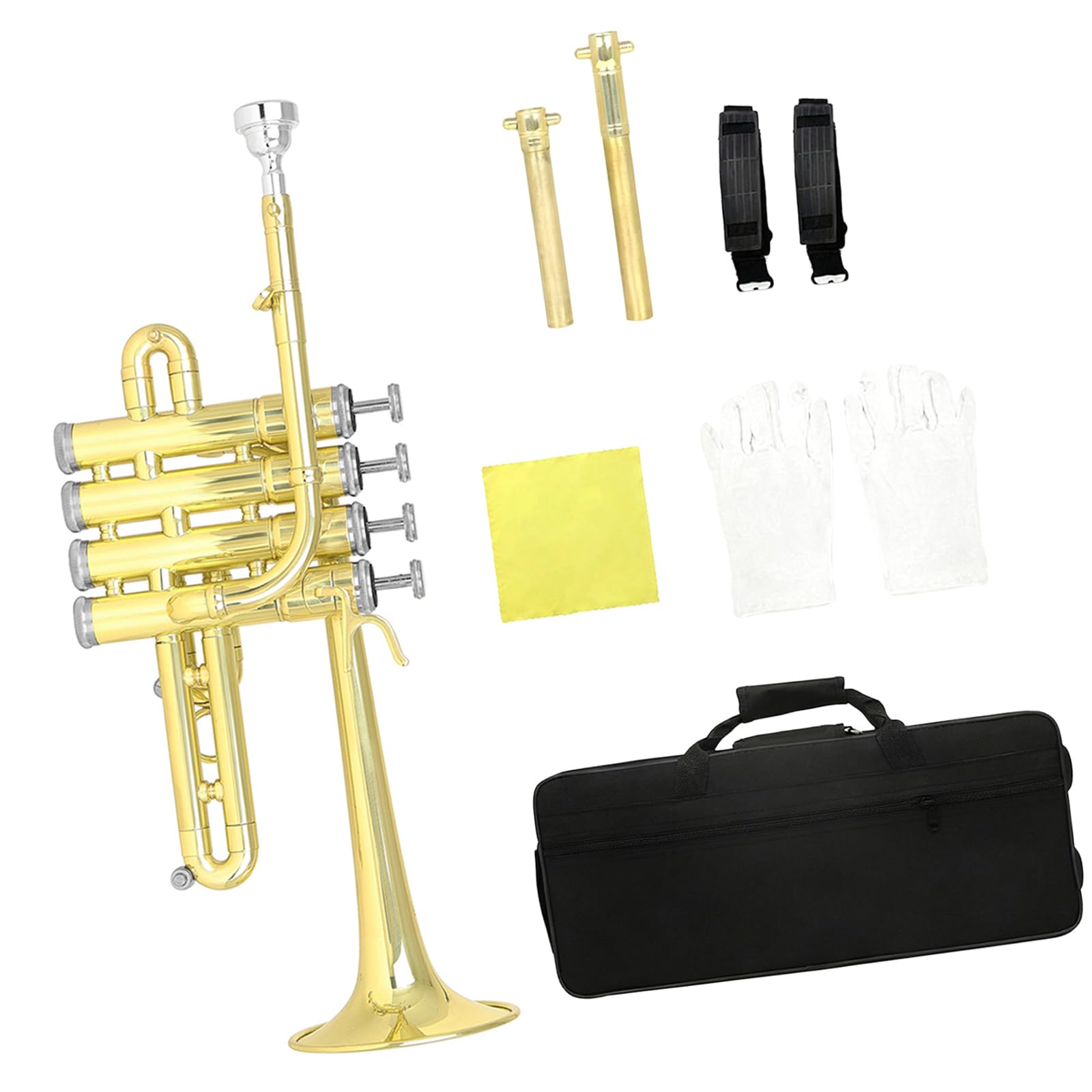 Einsteiger Trompeten Set, Standardinstrument inklusive Handschuhen, Stoff und Tragetasche für neue Schüler Standard Trompete für Anfänger