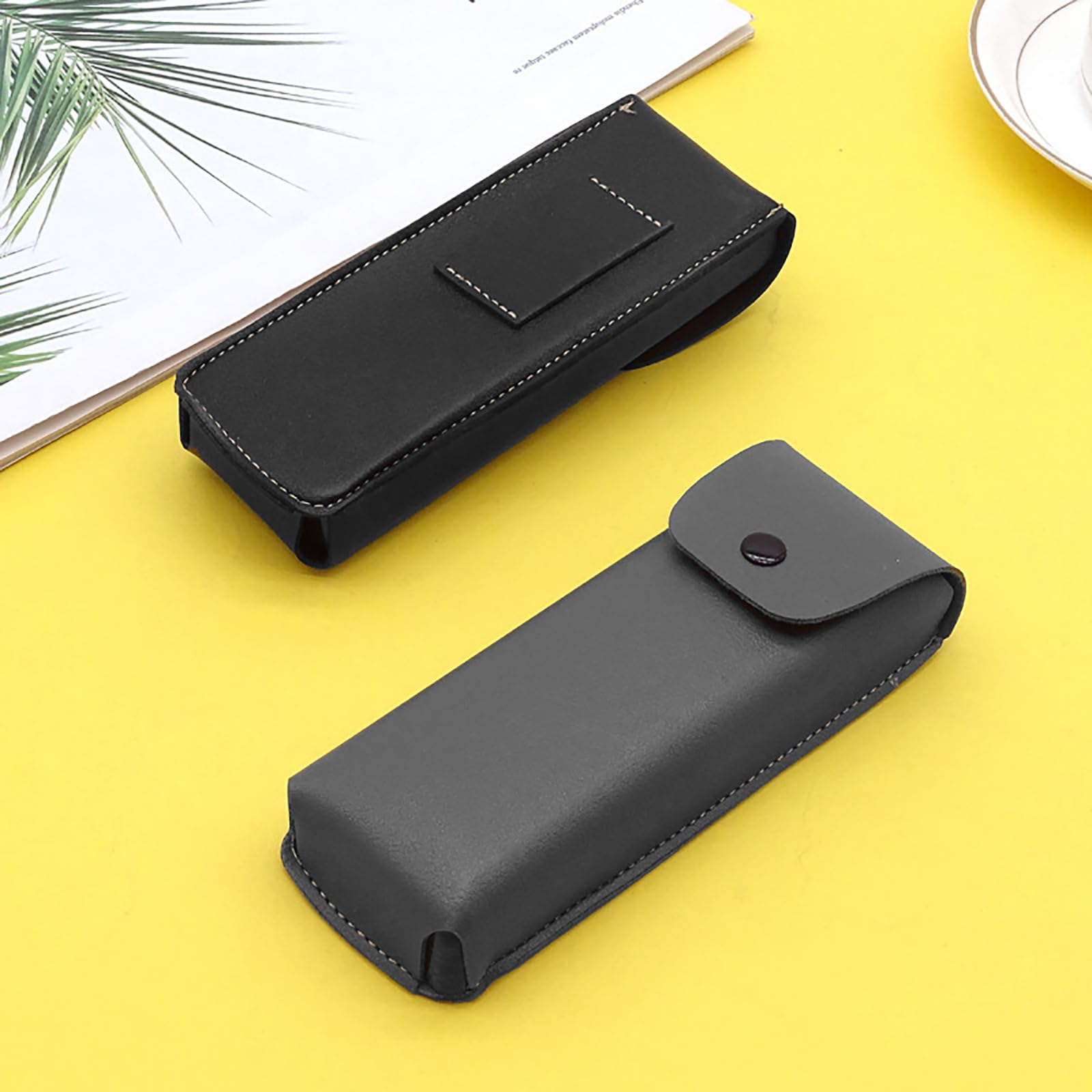 SUSOYAOCHEN Vintage PU leather Sunglasses Case Portable protective case for glasses (Black)