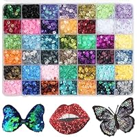 42 Farben Pailletten zum Basteln, BetterJonny Pailletten Basteln Glitzer Lose Craft Pailletten zum Aufnähen mit Box Bunte Pailetten zum Nähen Aufkleben Auffädeln für DIY Kunsthandwerk,5mm