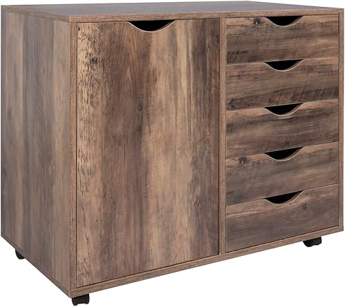 Miniatura 10 de Naomi Home Cómoda de 5 cajones para dormitorio, alta y elegante, con ruedas y estantes de almacenamiento, pequeña para guardarropa, para maquillaje,