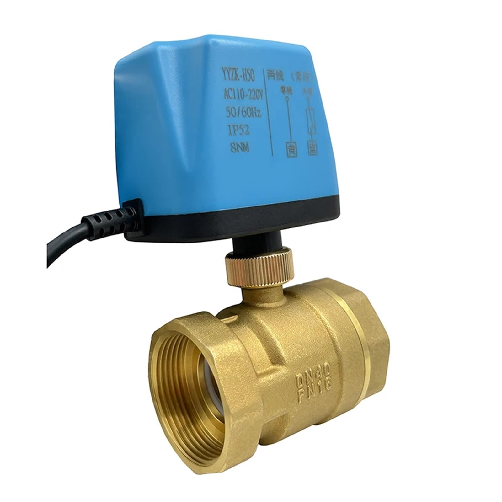 Valvola a sfera elettrica motorizzata in ottone, 2 fili, 12 V, 24 V, 1 pezzo, 1/2, 3/4, 1/2 pollici, normalmente chiusa/aperta(DN15,110VAC_CR704)