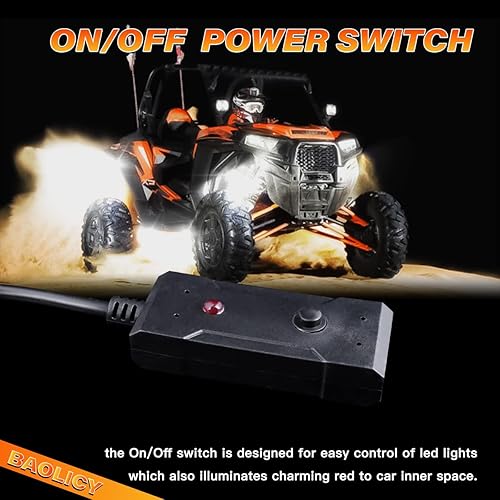 Miniatura 7 de BAOLICY Arnés de cable para luces LED de roca de 4 cables LED de luz de roca con interruptor, relé de fusible, luces de roca para J-eep,
