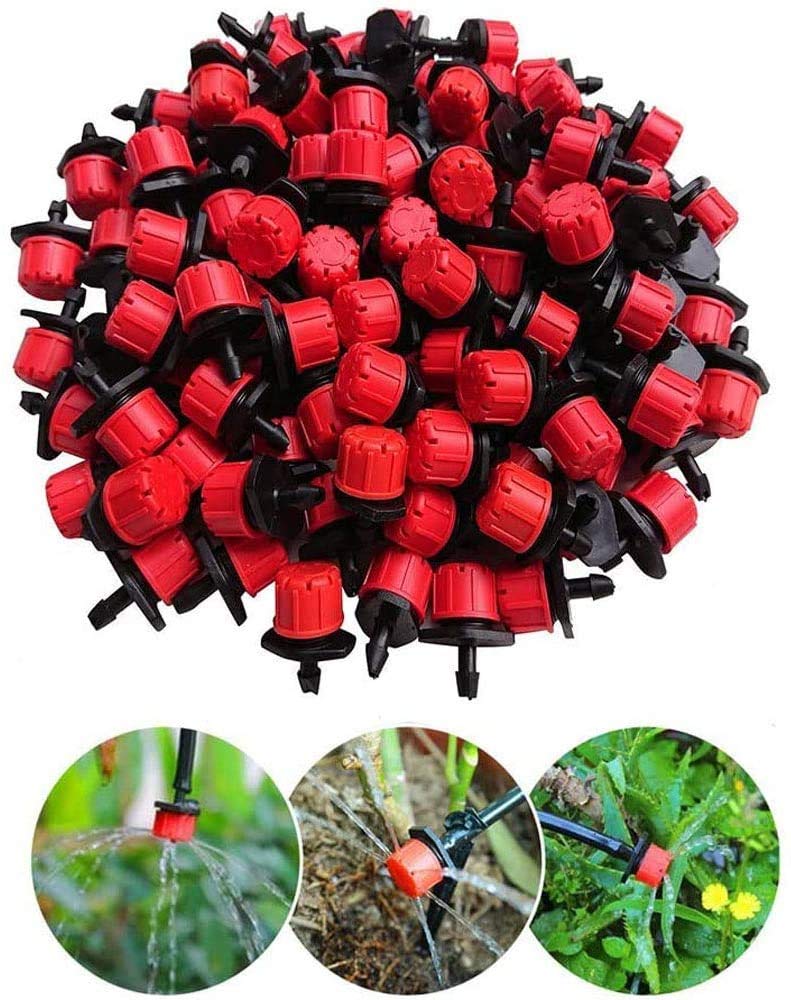 Tuyau pour arrosage goutte à goutte, 16 mm x 100 m, marron + 100 goutteurs réglables de 0 à 40 l/h