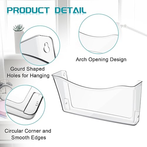 Miniatura 9 de Juego de 12 archivos de pared de bolsillo expandibles, de plástico, para ahorrar espacio, organizador de pared para oficina, soporte de pared,