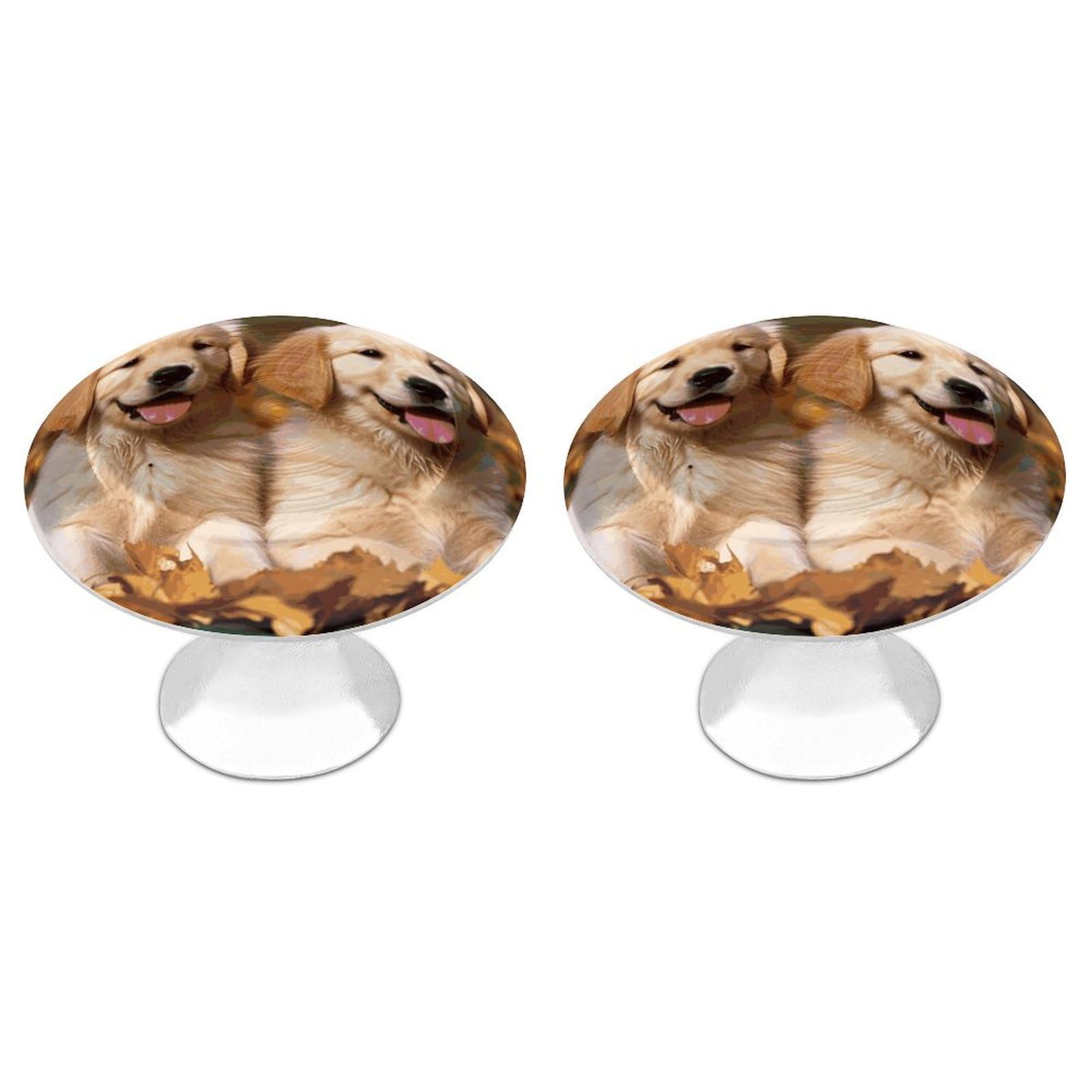 Fekiloot Style Golden Retriever Dogs Puppies Pets Cabinet Knobs 2 Pack Stainless Steel Round Dresser Drawer Knobs Kitchen Drawer Hardware Dresser Knob Closet Door Pulls Cabinet Handles For Cupboard Drawer Pulls