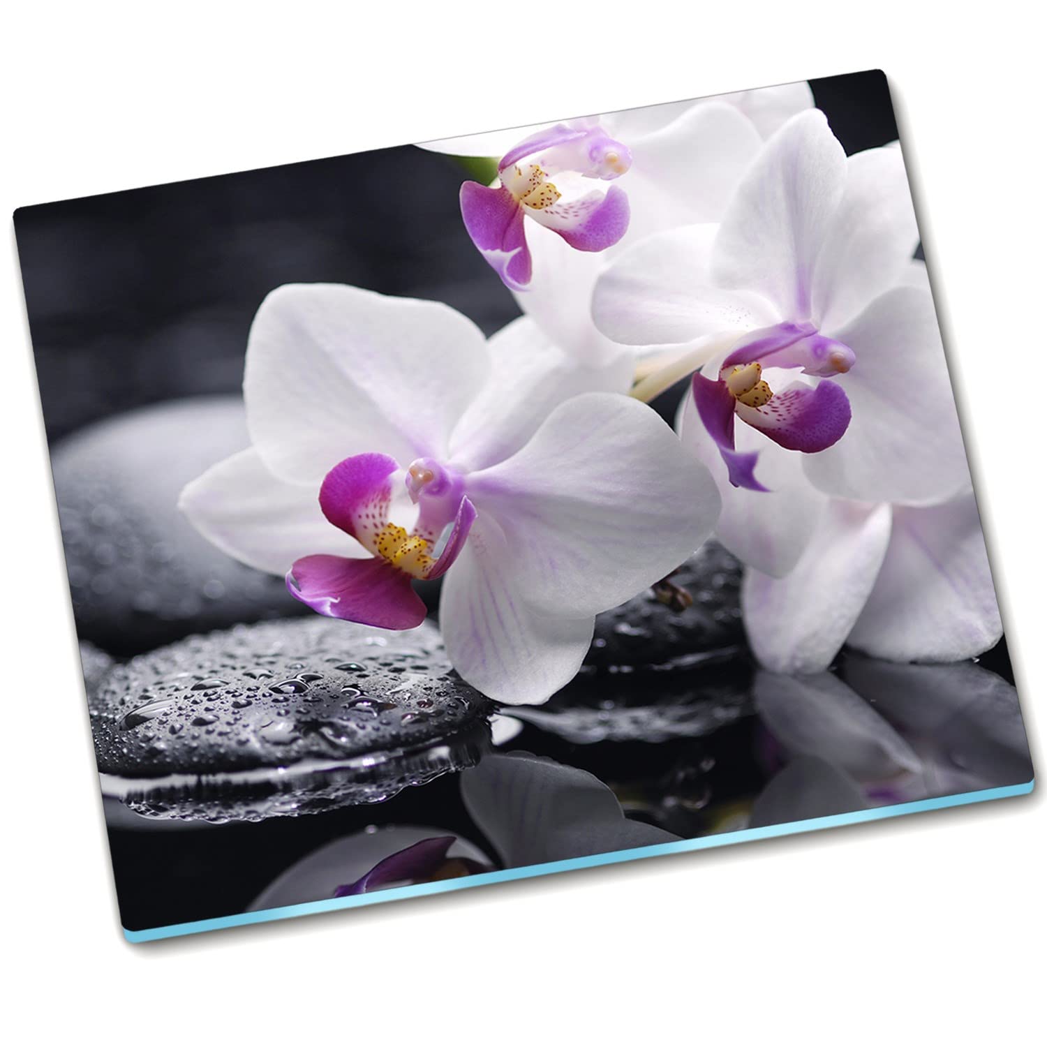 Plaque de couverture de coloration en verre durci Decormat motif orchidée 60x52 cm