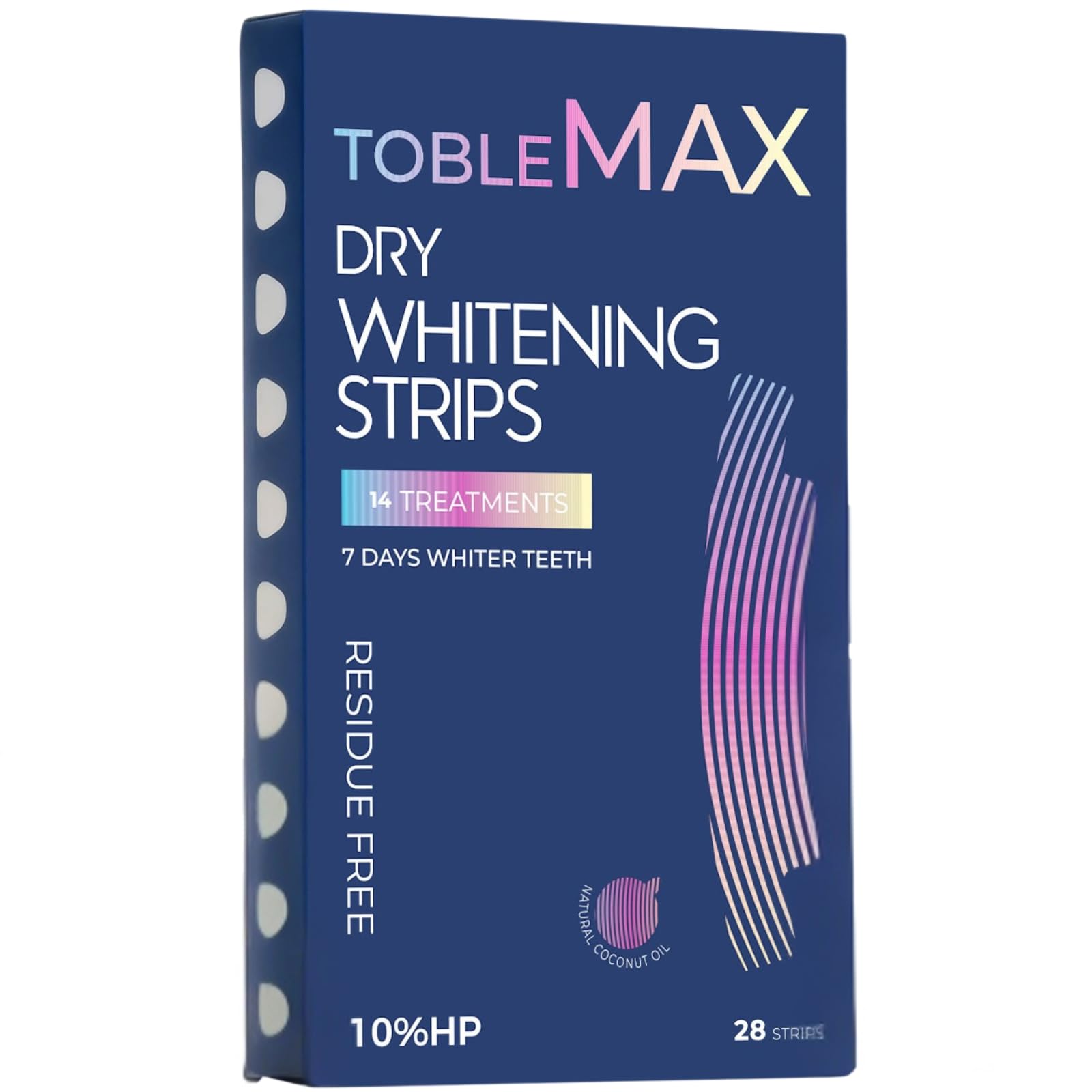 Teeth Whitening Strips 14-Day Treatment Non-Slip Enamel-Safe 10 Hydrogen Peroxide with Coconut Oil for Sensitive Teeth Fast Stain