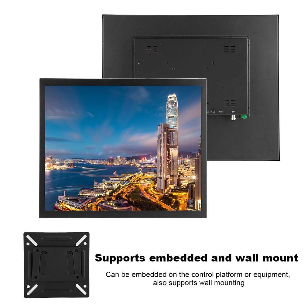 Monitor HDMI 17 pollici Touchscreen capacitivo Display HD 1280 x 1024 Monitor incorporato (4: 3, 5ms Tempo di risposta, VGA, HDMI, AV, BNC, USB) per PC, Sorveglianza CCTV, Videocamera(Nero)