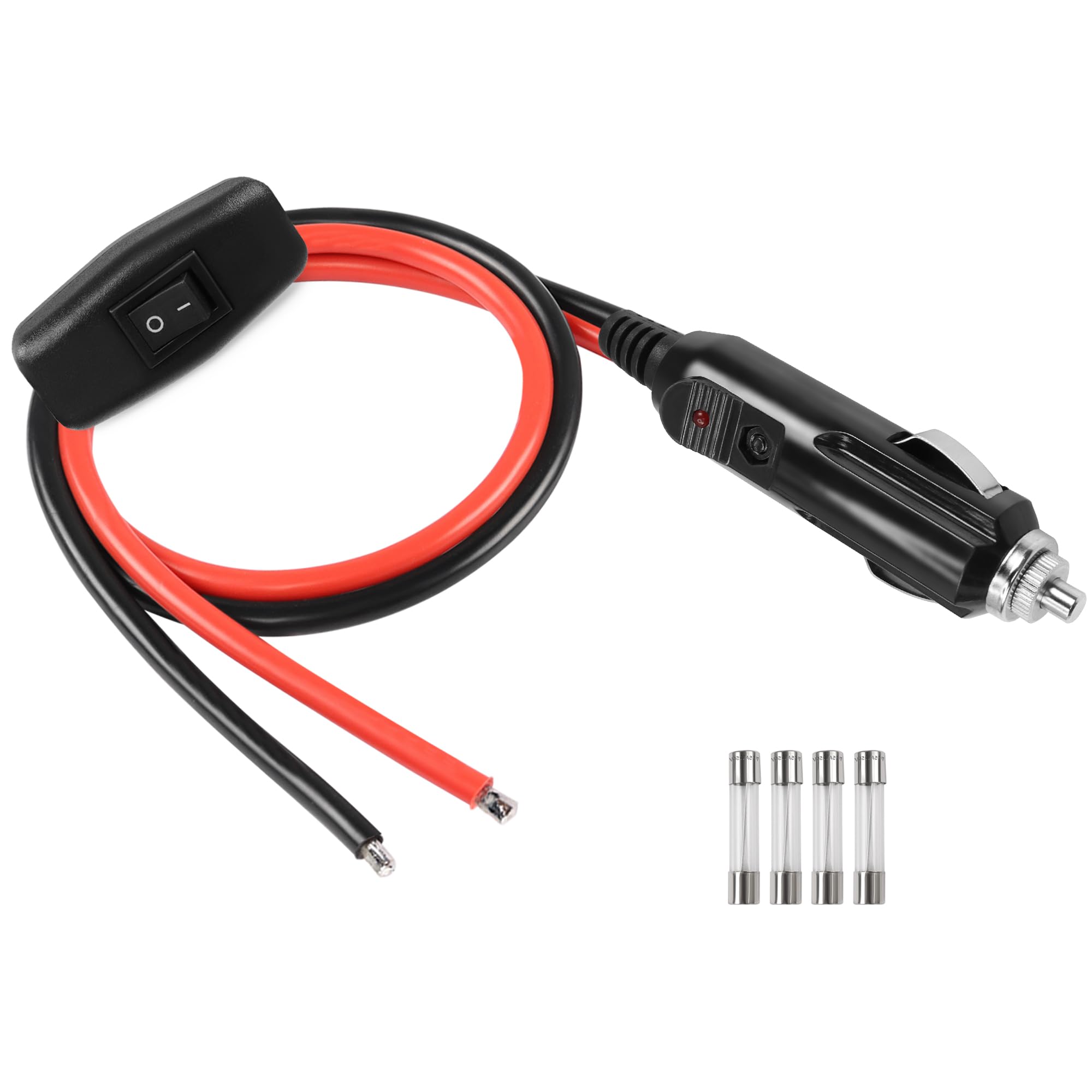 GELRHONR Spina maschio per accendisigari da 12 V con cavo e interruttore on/off, ricambio per