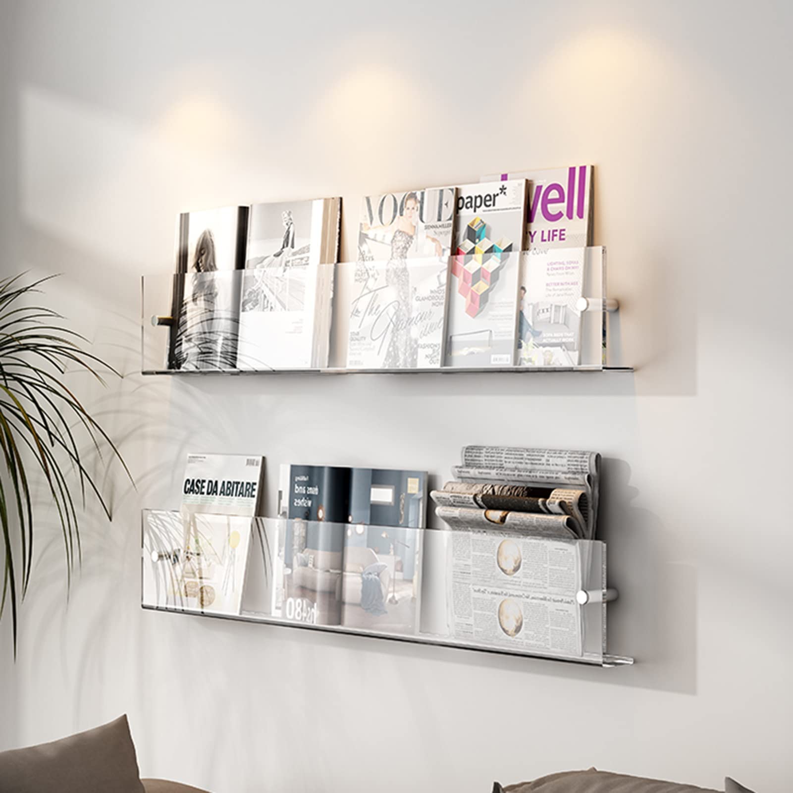 Porte-brochures, Support Mural en Acrylique pour Magazines, présentoir pour Documents de littérature à Domicile, Organisateur de fichiers (100 cm/39,4 Pouces) (40 cm/18 Pouces)