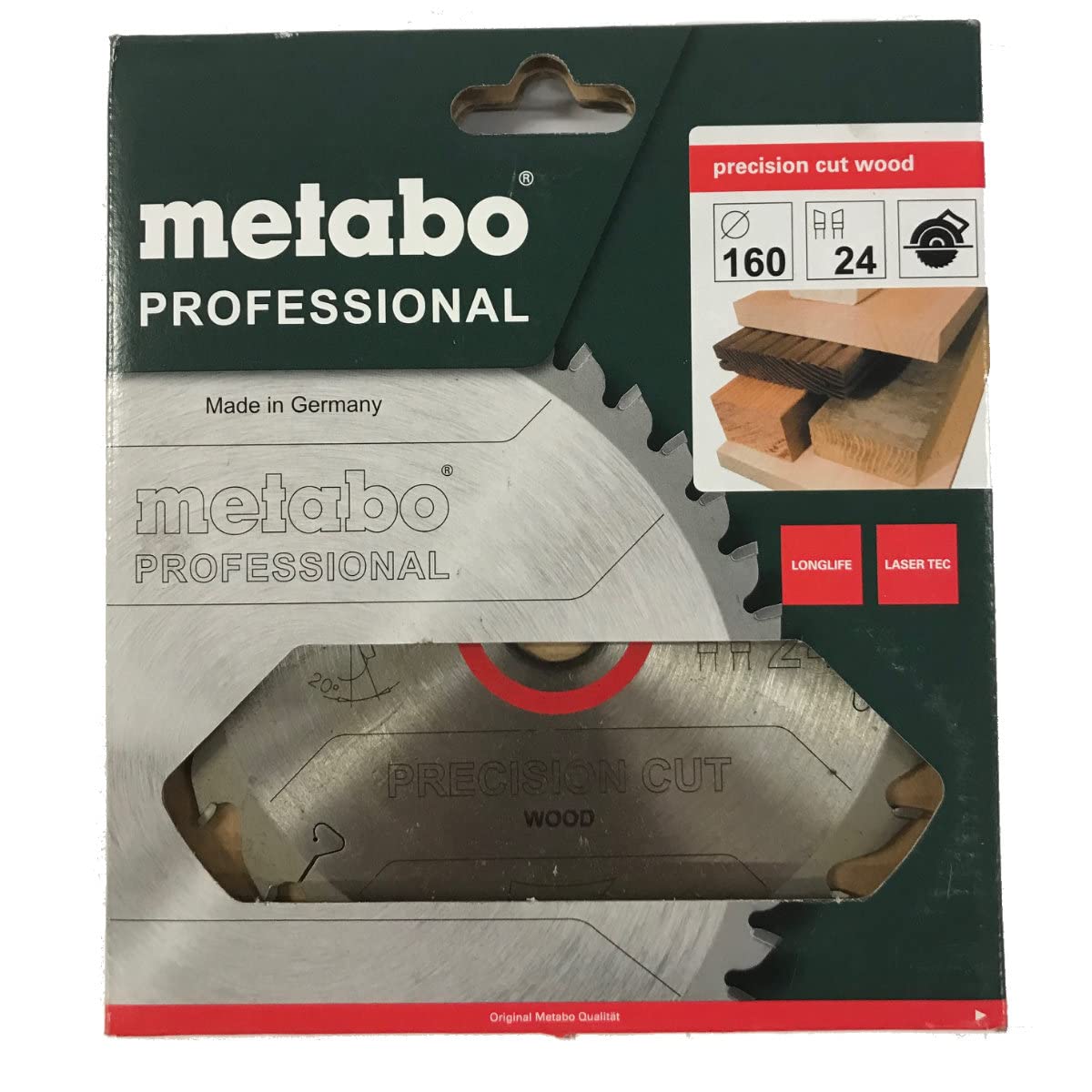 Metabo 628031000 ostrze do piły tarczowej HW/CT 160 x 20, 24 WZ, zielone