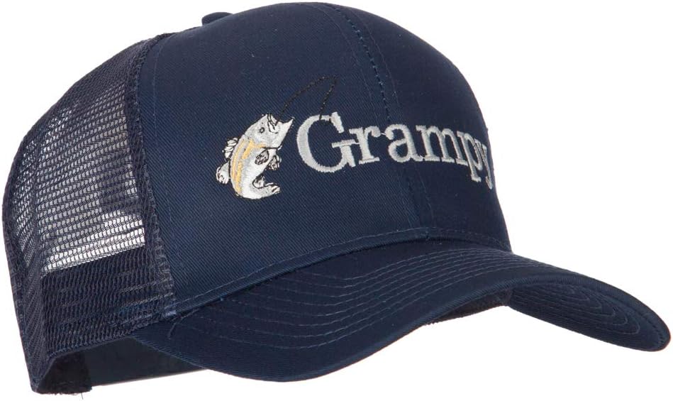 Fishing Grampy Embroidered Solid Cotton Mesh Pro Cap