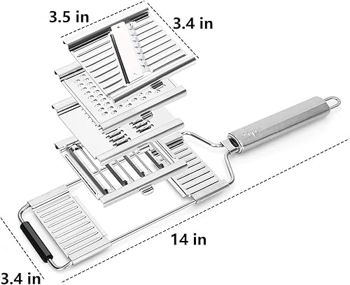 Miniatura 2 de Juego de rebanador de verduras, rallador de queso multiusos, cortador de verduras de cebolla, triturador de mano de acero inoxidable, trituradora de