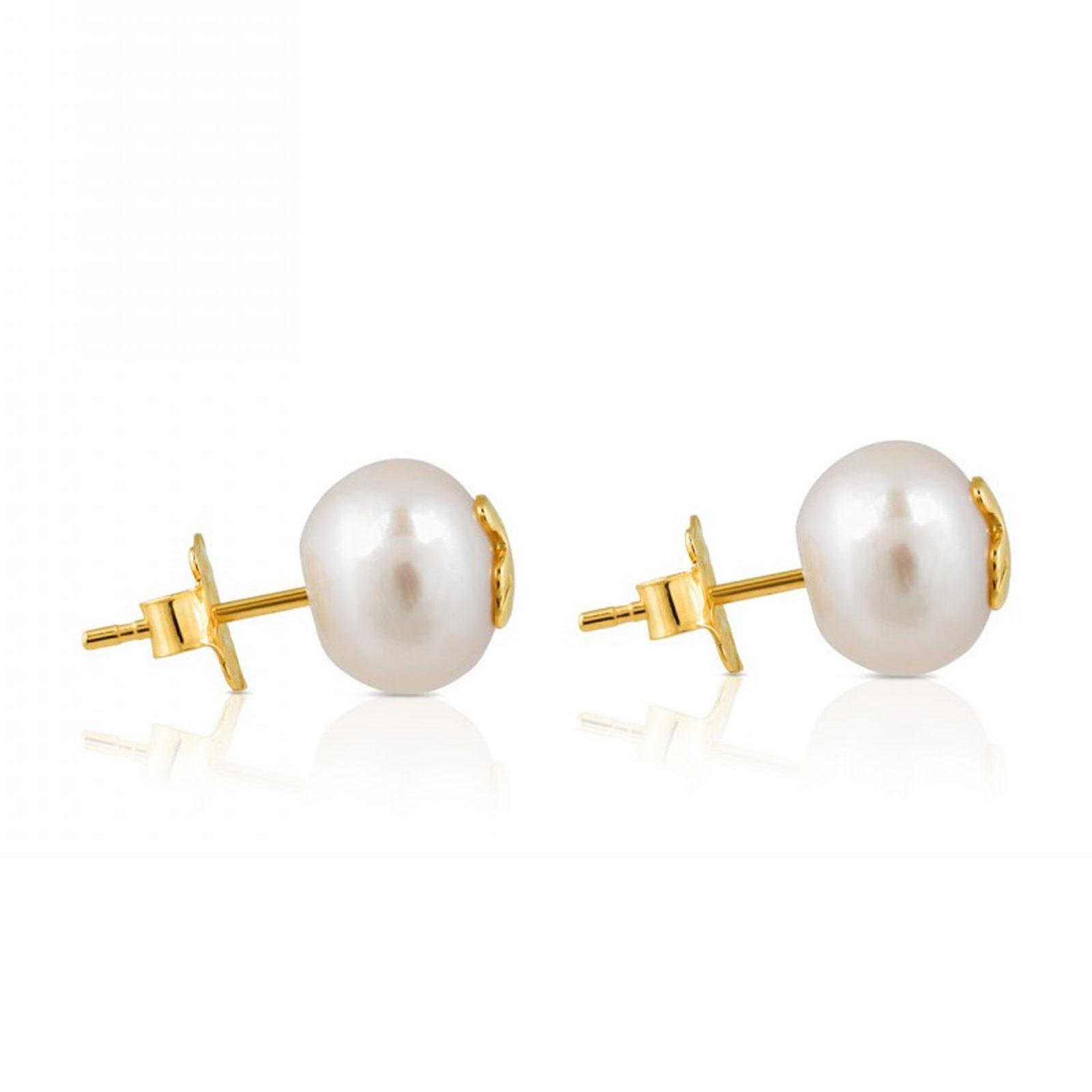 TOUS Pendientes de Oro de 18kt para Mujer con Perla Cultivada 1 cm, Elegante y atemporal, Colección Icon Pearl