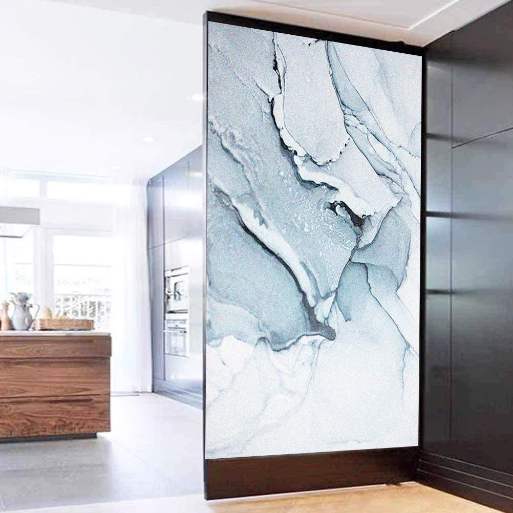 Lumanduo Privacy Window Film Marble Texture Decorative Stained Glass Siding Glass Door Shade Film Stickers Window Treatments Window Coverings Glass Sticker 31.5"x70.9"(80x180cm