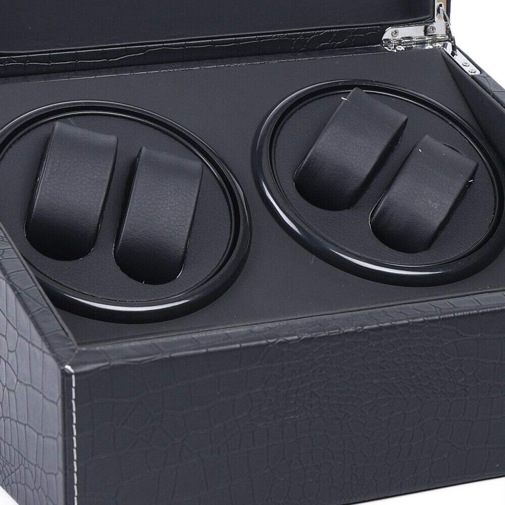 Remontoir Automatique Pour 4 Montres - Boîtier Moteur Silencieux Avec Vitrine En Verre (34x20x18 Cm)