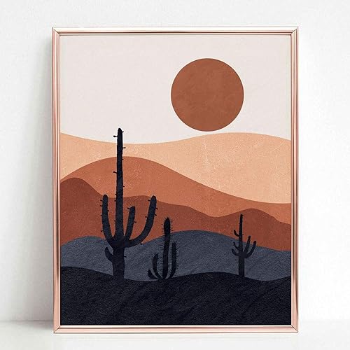 Miniatura 4 de Desert Print, Mid Century Modern Prints, Abstract Landscape Wall Art, Mountain Decor, Cactus Art Print, Desert Art, Set of 2 Prints - 11x14 inch -