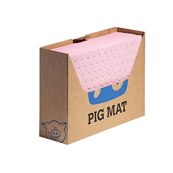 New Pig Corporation HazMat Mat Pad in Bench Box Dispenser by New Pig, Absorbs Hazardous Chemicals - Acids, Bases & Unknowns, Heavyweight, 12 oz Absorbency, 13 L x 10 W, 100 Pads (4 Boxes of 25 Pads), MAT3510