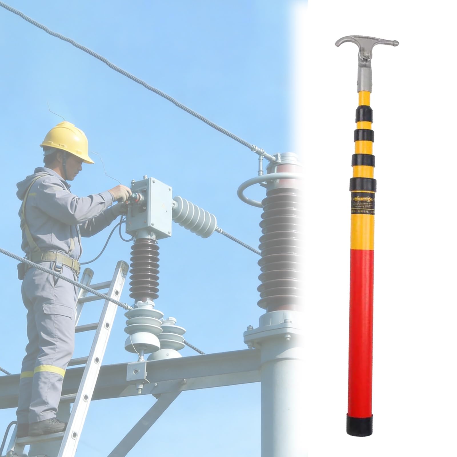 Gancho de rescate aislado con poste retráctil de emergencia para subestación