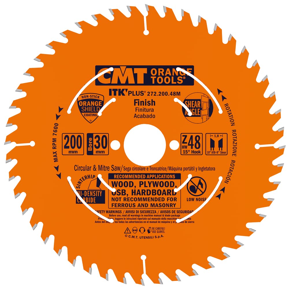 Lame de scie circulaire CMT ITK Plus HW 200x1,8x30 48 dents pour l'atelier