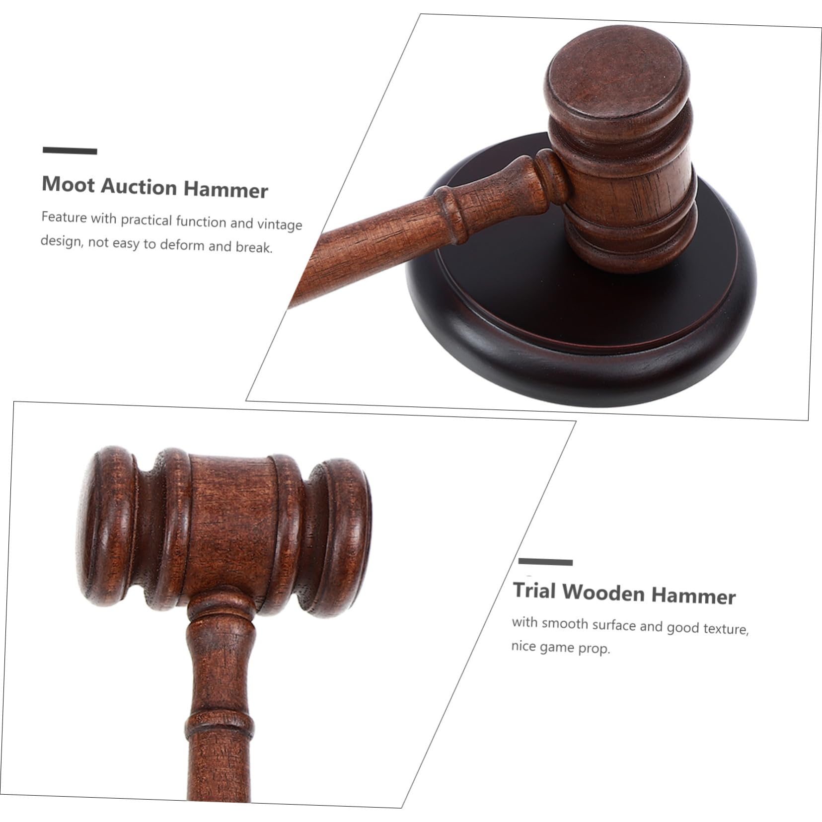 Martillo de Madera para Subasta y Juicio con Base Compacto y Duradero para Abogados Jueces y Subastadores Sonido Claro para Uso Audiencias y Eventos