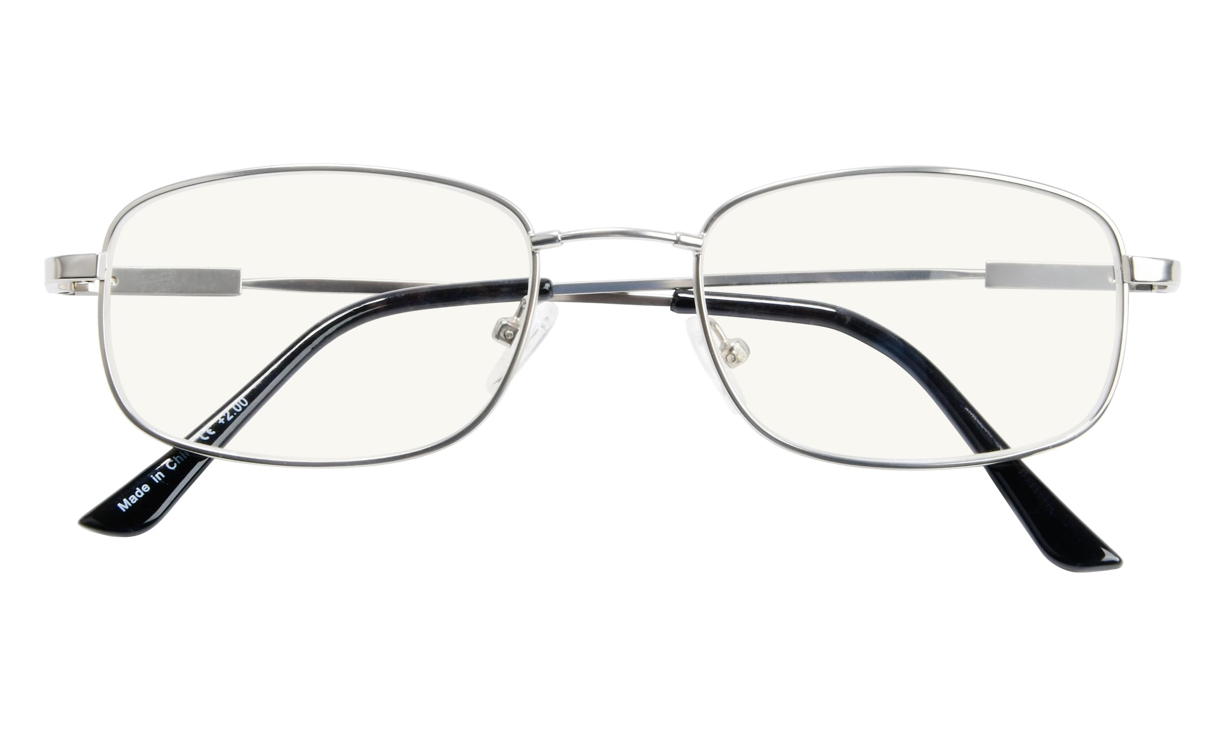 BFOCO Progressive Reading Glasses for Women Men,Blue Light Blocking Multifocus Glasses with Spring Hinge Readers (Sliver,2.50)