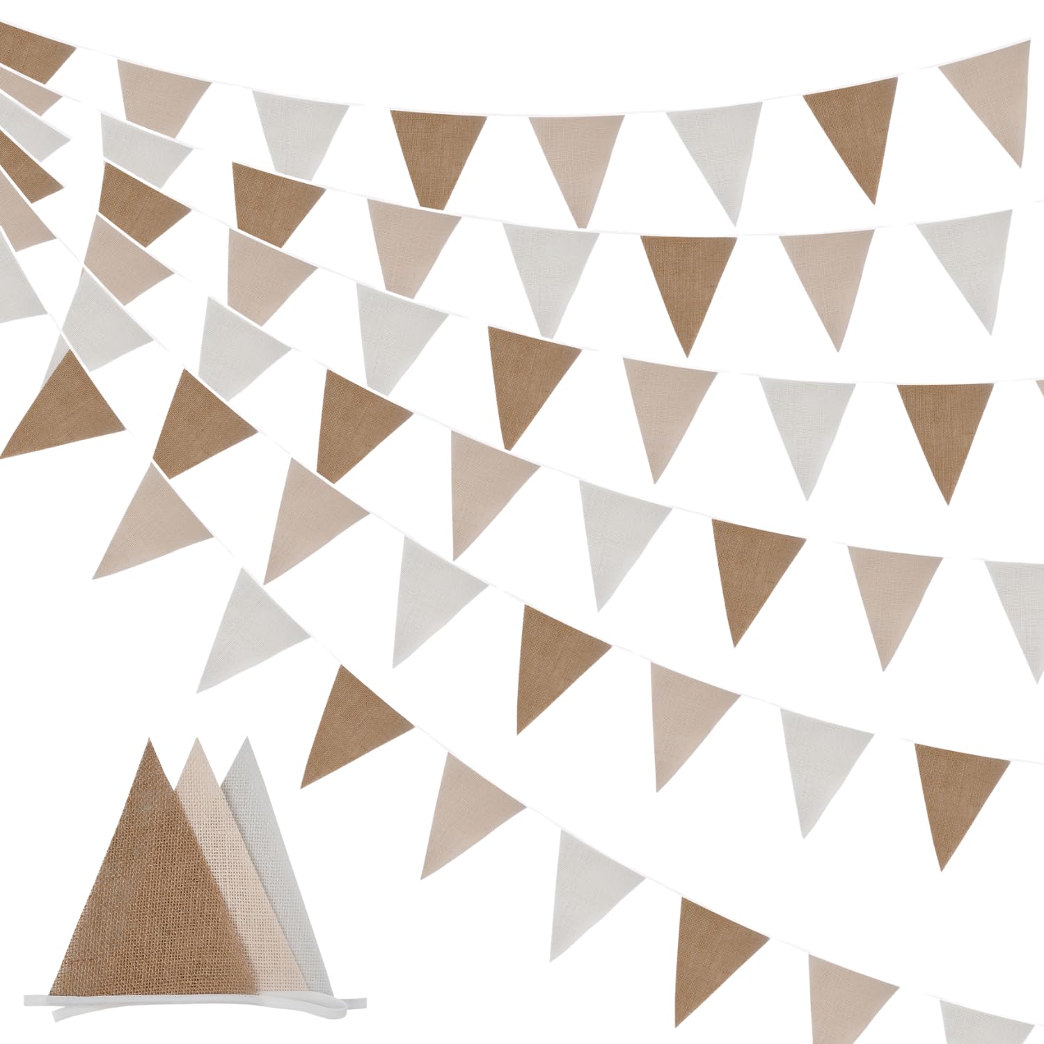 Banderines de tela para camping y fiestas en jardín guirnalda de lino decoración exterior