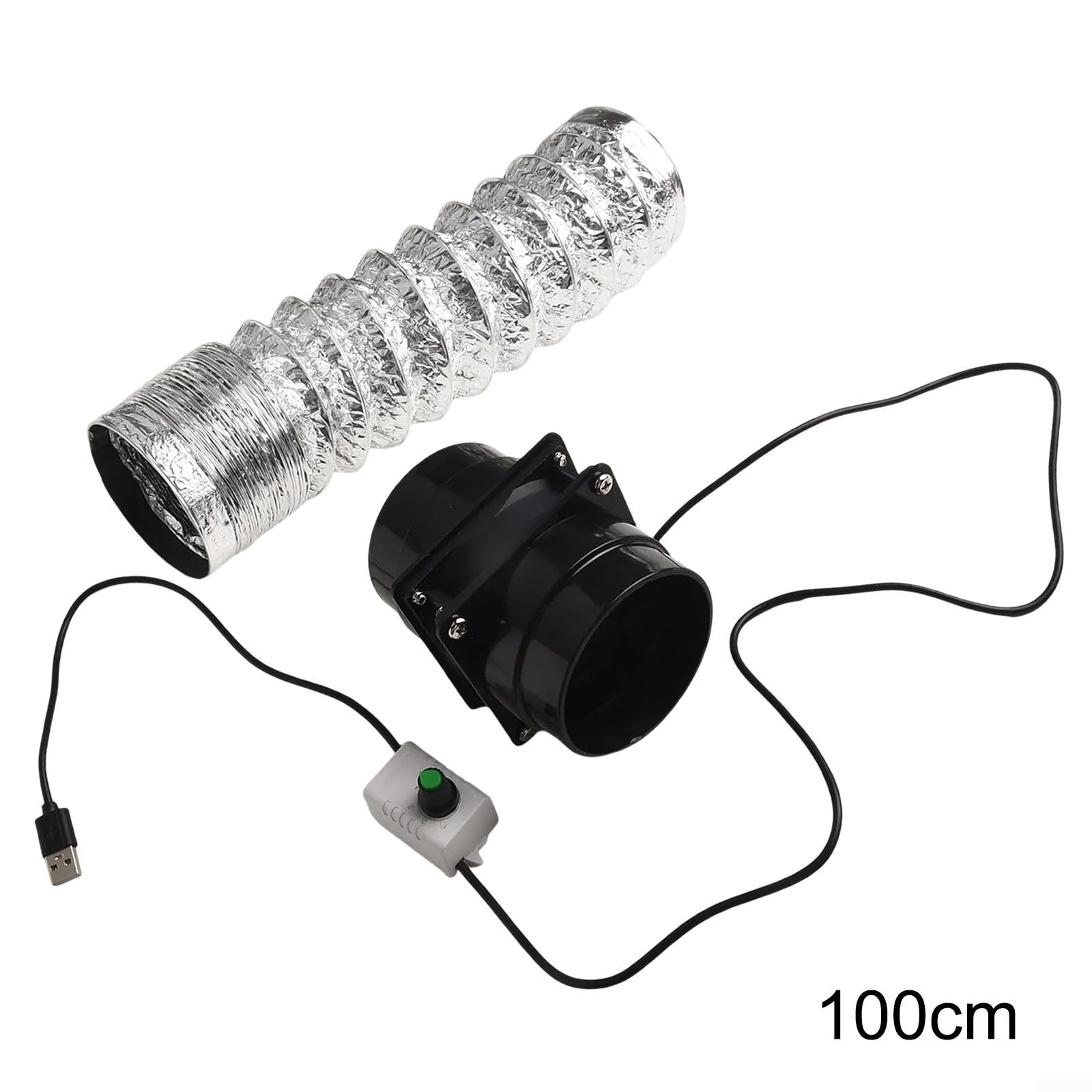 Leiser USB-Abluftventilator Mit Geschwindigkeitsregelung Für Küche, Energiesparender Rohrventilator Zur Luftzirkulation, Kompakter Lüfter Mit 5W Leistung, Lufter Ventilator(With 100cm pipe)