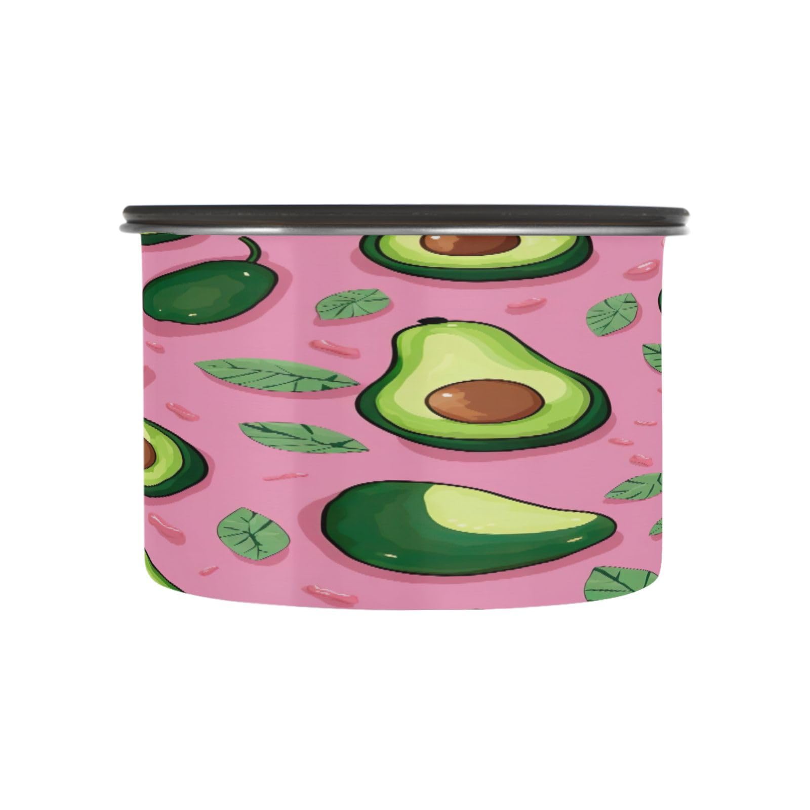 Ewusp Avocado Leaves Airtight Airtight Coffee Canister 900 ML Stainless Steel Food Storage Jar Kitchen Sealed Container for Coffee, Beans, Tea, Sugar, Nuts