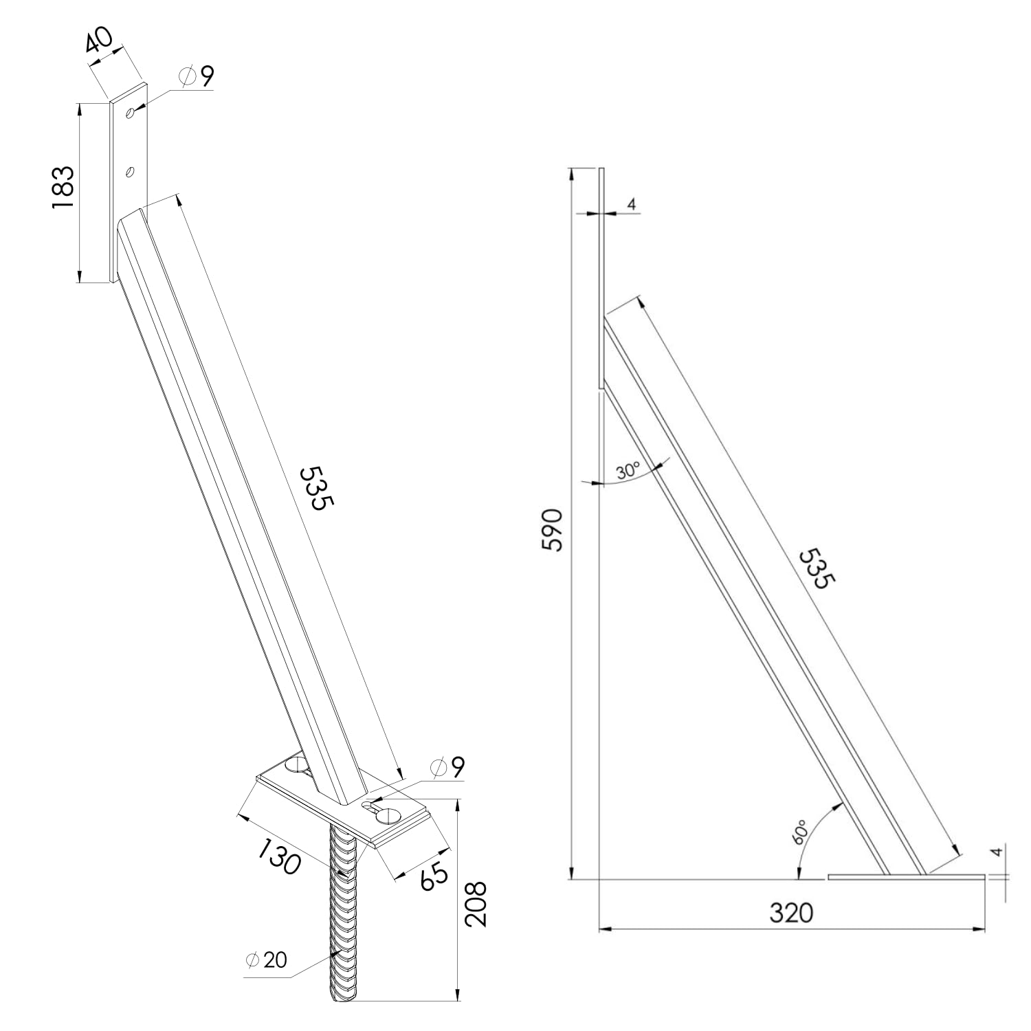 TRIBECCO Anclaje de acero estriado para hormigón, 1 pieza, 590 x 320 x 535 mm, con dólar de acero estriado, para estabilizar vallas y paredes de privacidad, galvanizado en caliente (para hormigón)