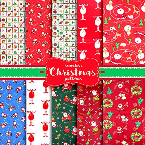 10 Piezas Navidad Tela Algodon Telas Patchwork, Tela de Algodón de Navidad, Patchwork de Costura de Tela, Tela de Algodón con Tema Navideño, Tela Estampada Costura Navideña Manualidades de Bricolaje(A