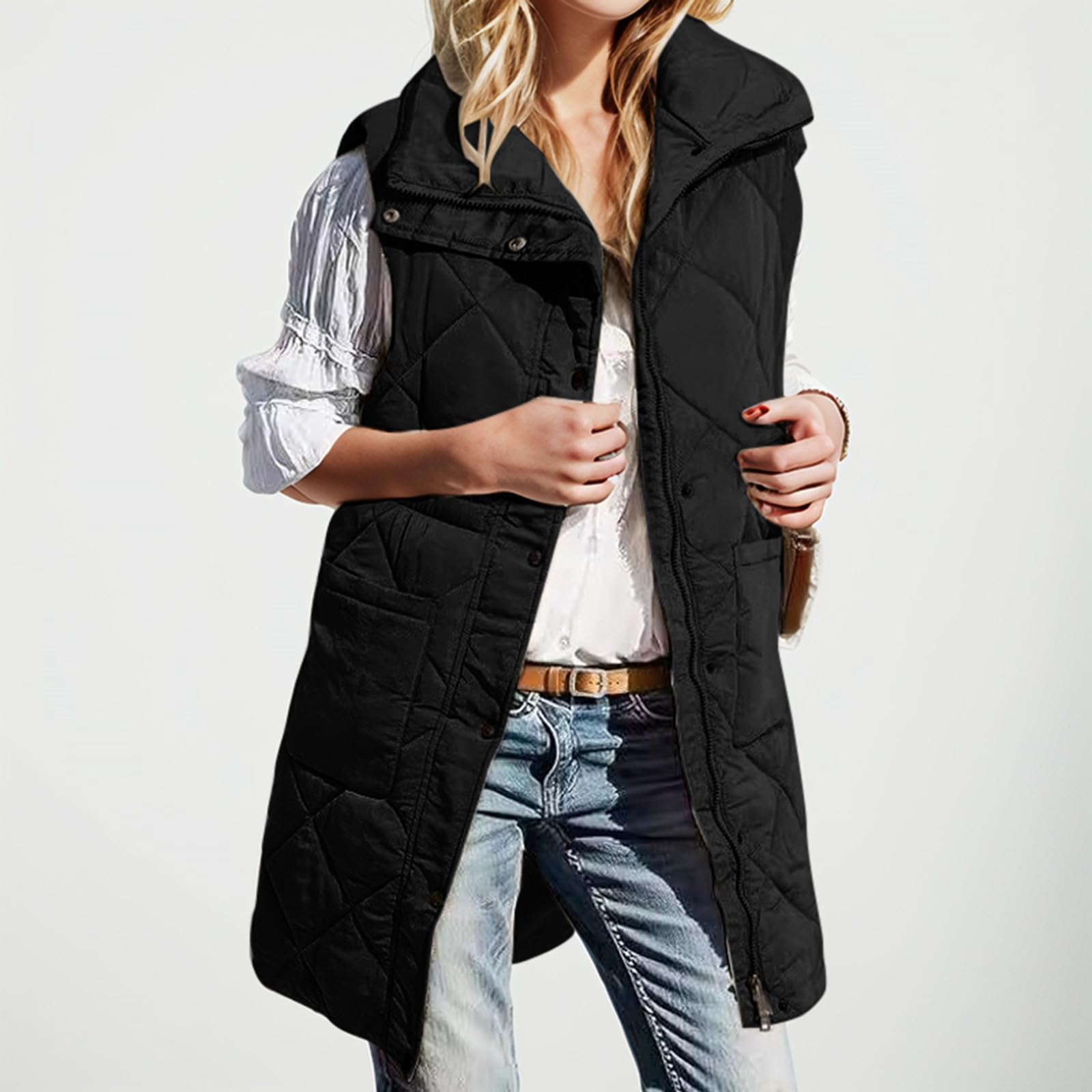 Genérico Chaleco Mujer Invierno,Chaqueta acolchada sin Mangas chaqueta de entretiempo gran tamaño talla grande Acolchado Plumas ropa para exteriore