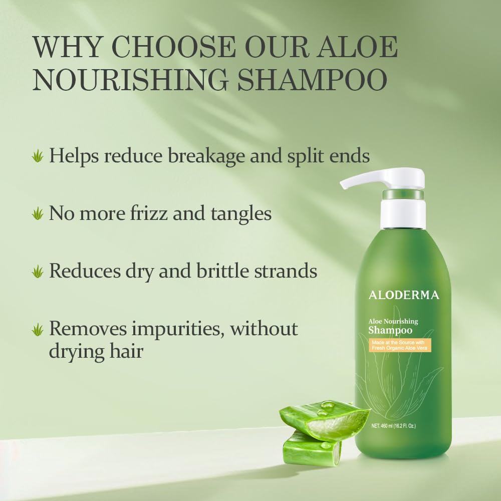 Aloderma Aloe Nourishing Shampoo 16oz - Made with Fresh, Organic Aloe Vera (No Water Added) for Dry, Damaged Hair - Gently Cleanse and Moisturize for Soft, Healthy, Shiny Hair - Alcohol, Paraben-Free - Image 3