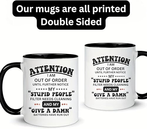 Miniatura 6 de MissDaisy - Taza de café arcasmo de 11 oz -Attention I Am Out Of Order Until Further Aviso - Divertido broma sarcástica compañero de trabajo trabajo