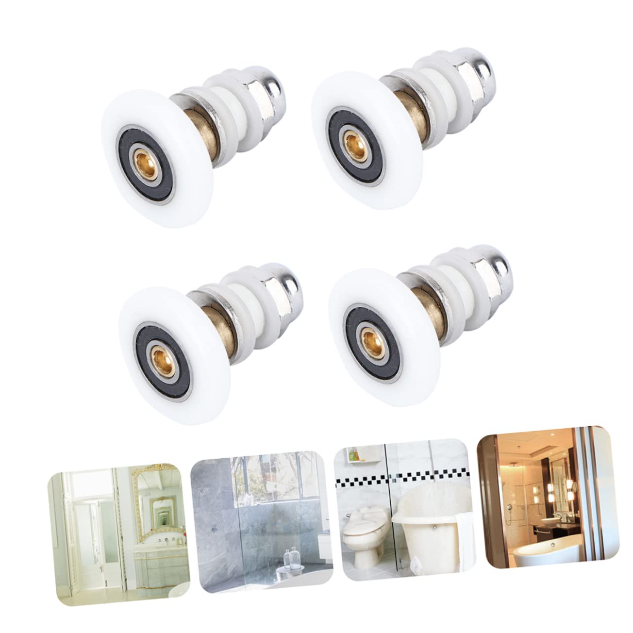 Veemoon 4-Pack Shower Door Rollers – 25mm Diameter Glass Sliding Screen Wheels, Stainless Steel & PA, Hardware Replacement For Bathroom Sliding Doors