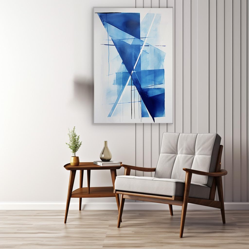 Canvas for Living room. Azure Constellations Unveiled Through Geometric Intrigue, 27 x 18 inch Canvas Wall Art - Modern Home Decor - 69x46 cm (27x18 inch)