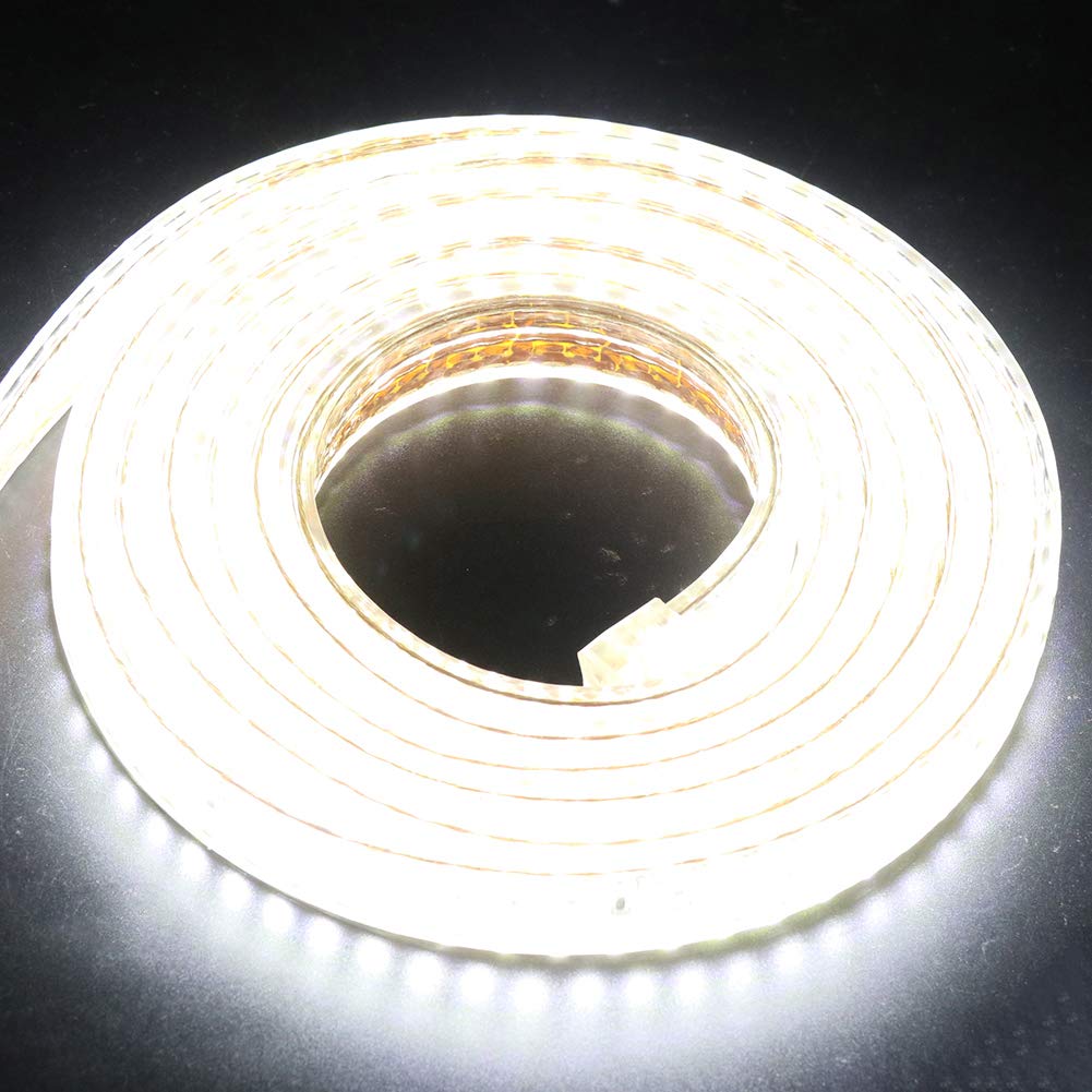 XUNATA 20m 220V Tira LED SMD 2835 Blanco Frio, Super Brillante (276 LED/m) Luz de cuerda LED Flexible, IP67 Impermeable para escalera cocina interior Decoración