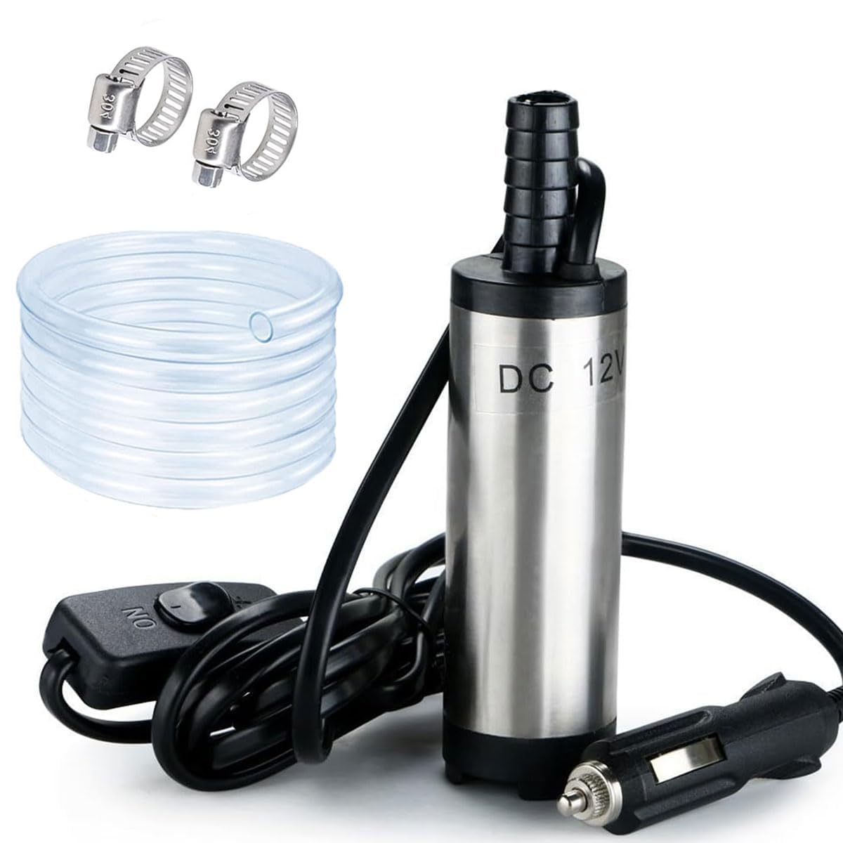 Kingkind Sun 12V Submersible Electric Diesel Mini Pump with Filter Mesh and 3M Hose for Vehicle, Camper, Truck, Caravan, Marine Boat