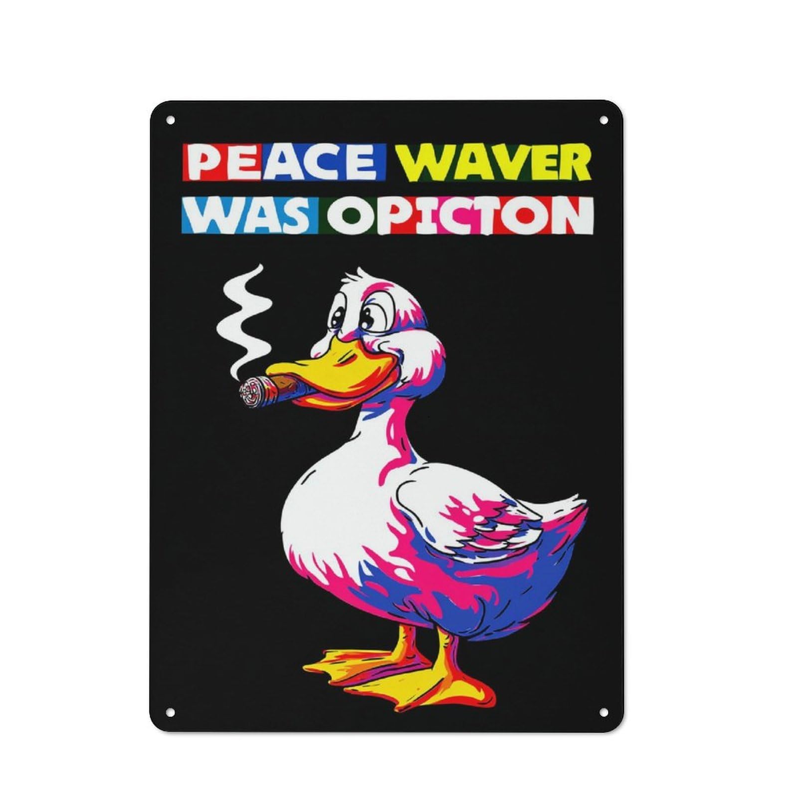 Junmoney Peace Waver Duck Smoking Cigar For Bar Or Restaurant, Retro Metal Plaque 40X30cm, A Decorative Christmas Gift For Hospitality Decor Collectors