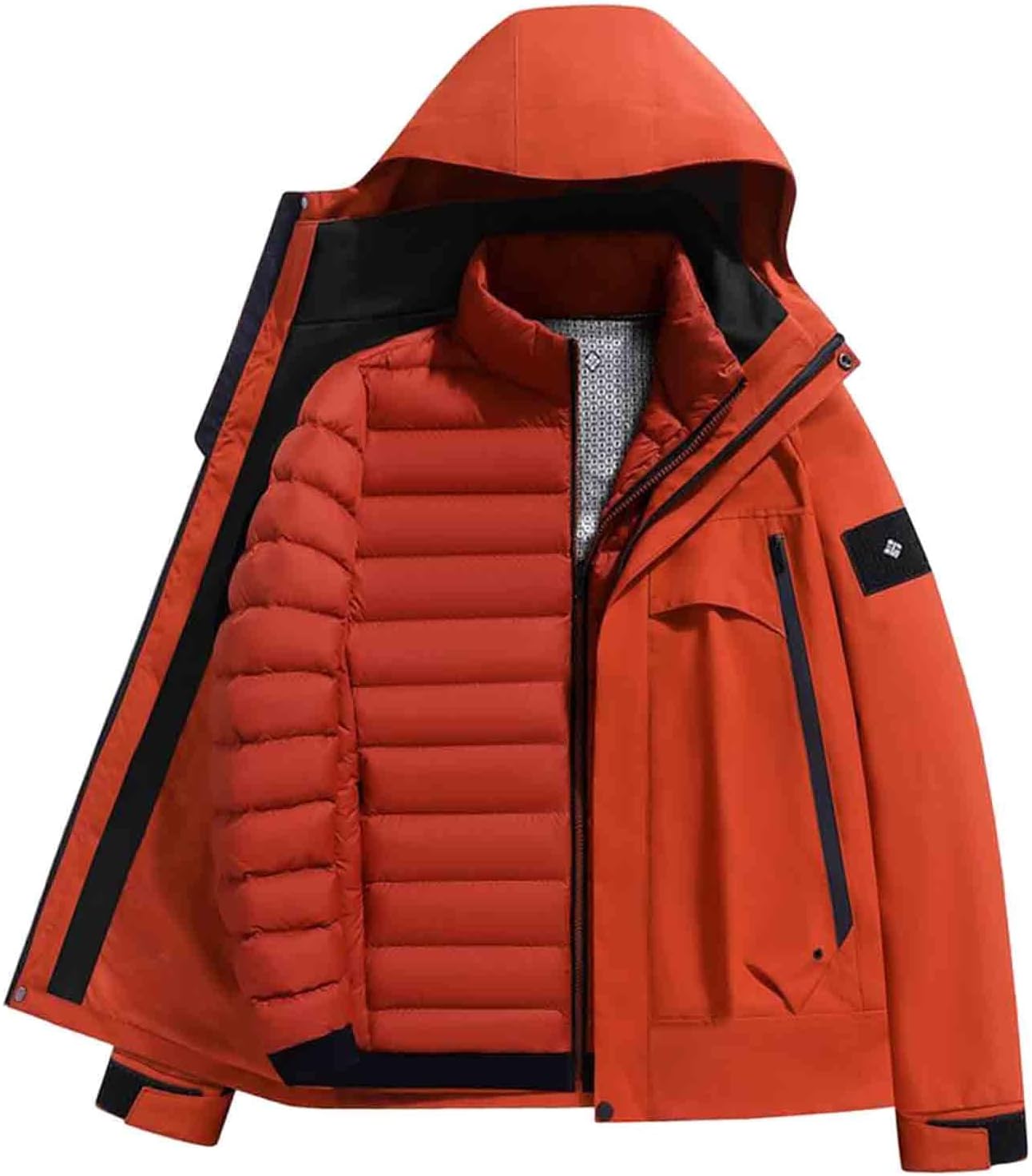 Mens Winter Jacket 3 in 1 Puffer Jackets Ski Snow Jackets with Detachable Puffer Liner Windproof Insulated Warm Coats