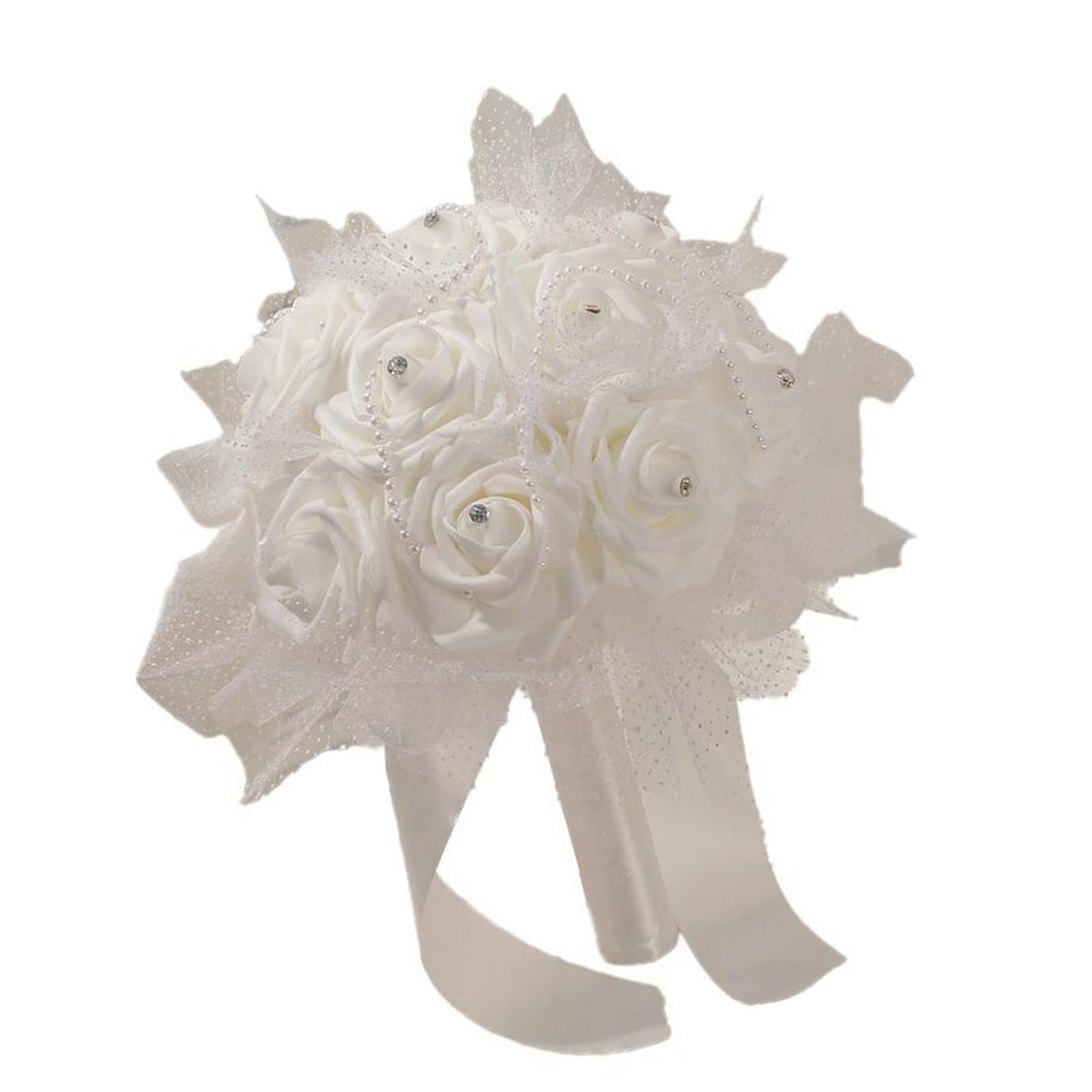 Msioytog Permanent POLYETHYLENE Pearl Wedding Arrangement Green Bride Handheld Flower for Outdoor Indoor Incidents Artificial Pearl Arrangement