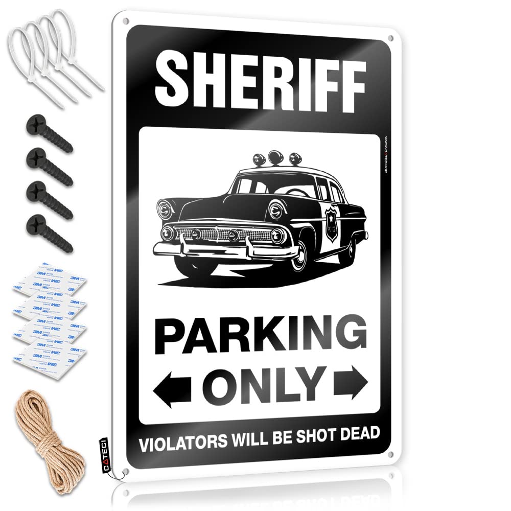 Krazmurongd One Color Vintage Tin Signs Funny Sheriff Parking Only Tin Sign Metal Home Sign Metal Signs For Man Cave