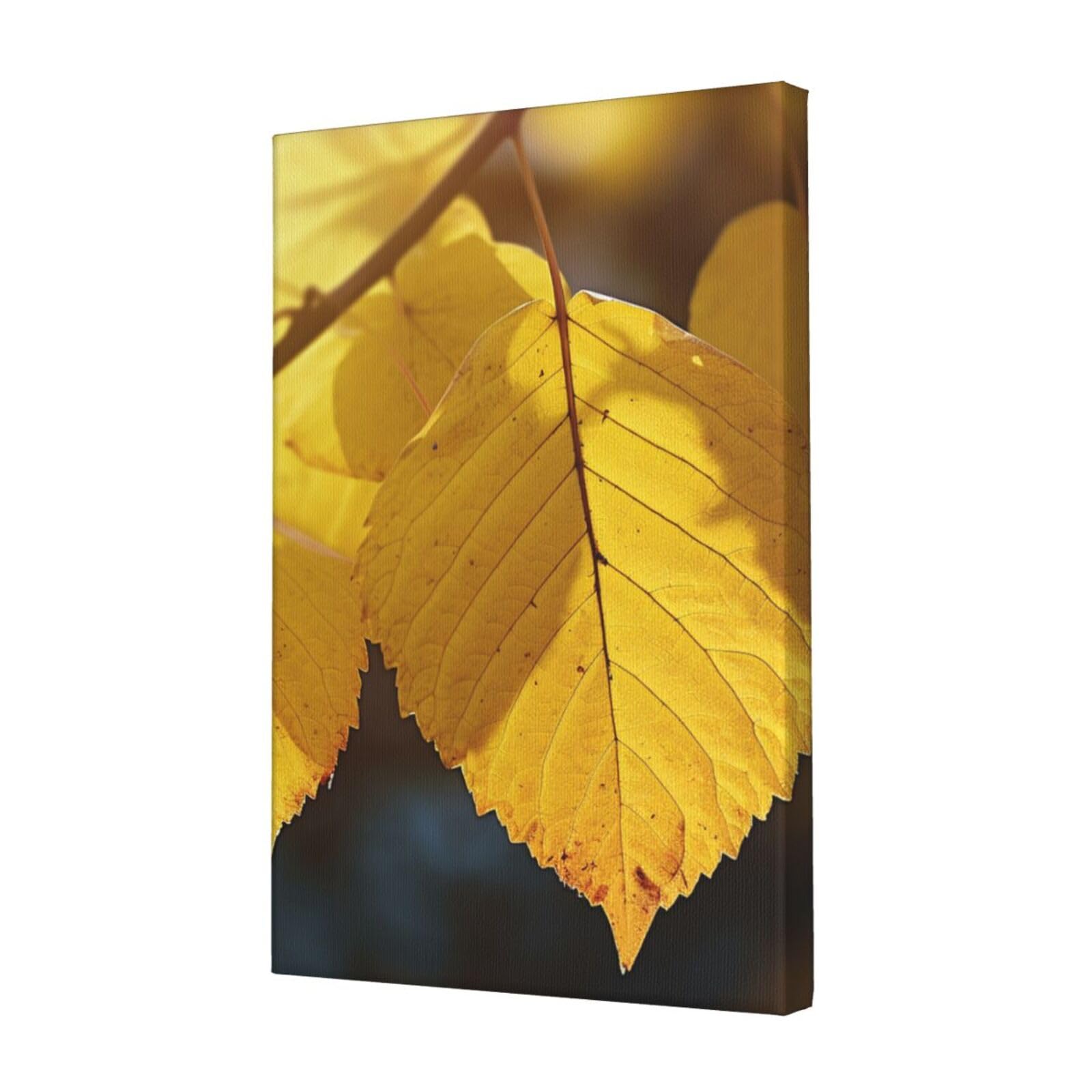 FodPand Yellow leaves Canvas Wall Art for Living Room Wall Decor 12"x18" Modern Artwork Painting Pictures Hanging Canvas Prints Aesthetic Wall Art for Bedroom Bathroom Office Wallart Decor