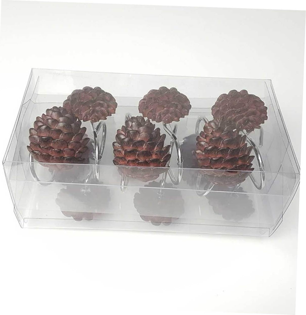 Nature Shower Curtain Hooks 24pcs Resin Hooks Pine Cone Shaped Decorative and Functional