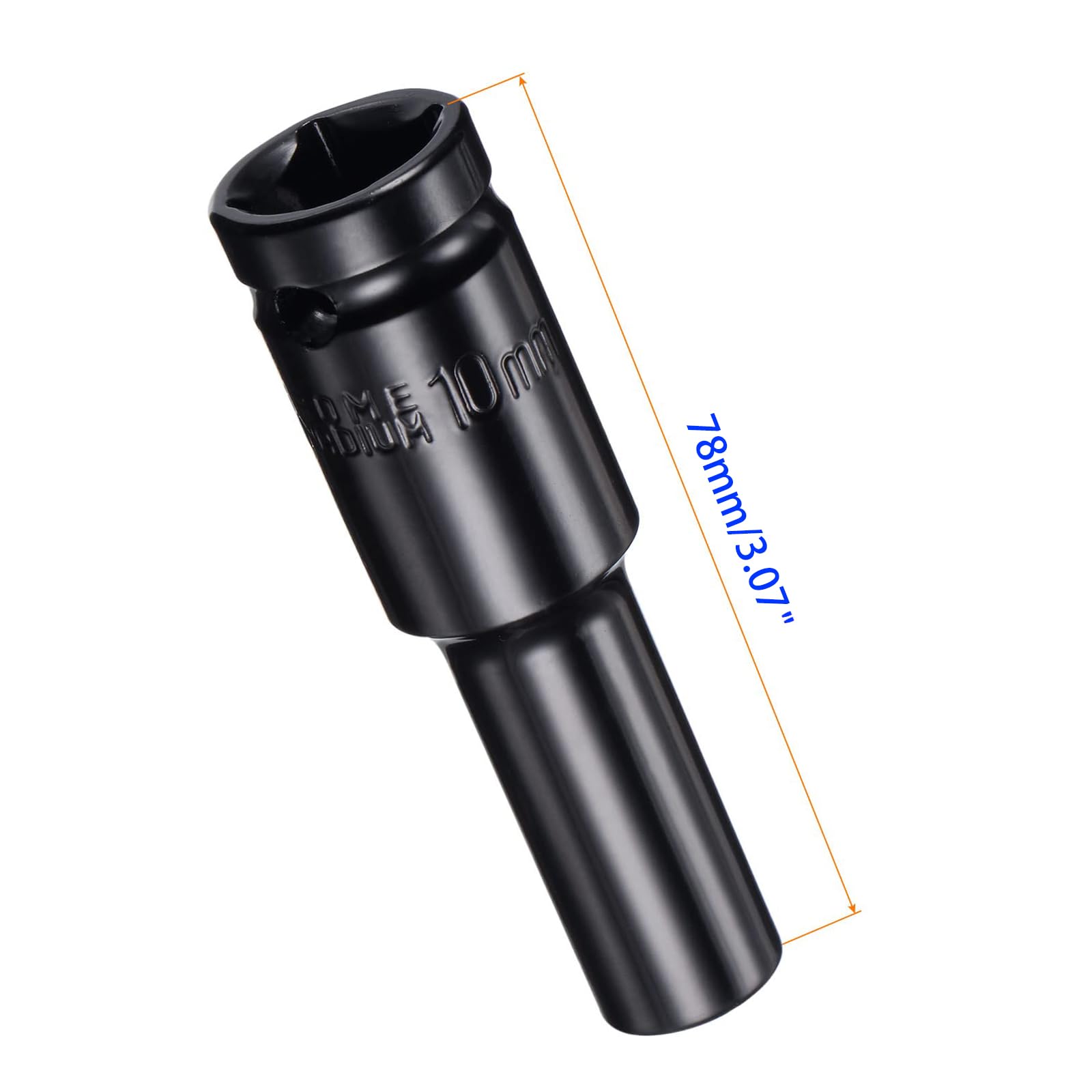 MACHSWON 2Pcs 1/2 Inch Drive - 10mm Deep Impact Socket with 6 Point Design, Heat-Treated Cr-V Steel 78mm Length, Metric Sizes - Image 2