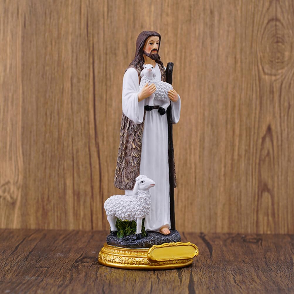良き羊飼いとしてのイエス・キリスト インテリア置物西洋彫刻洋風