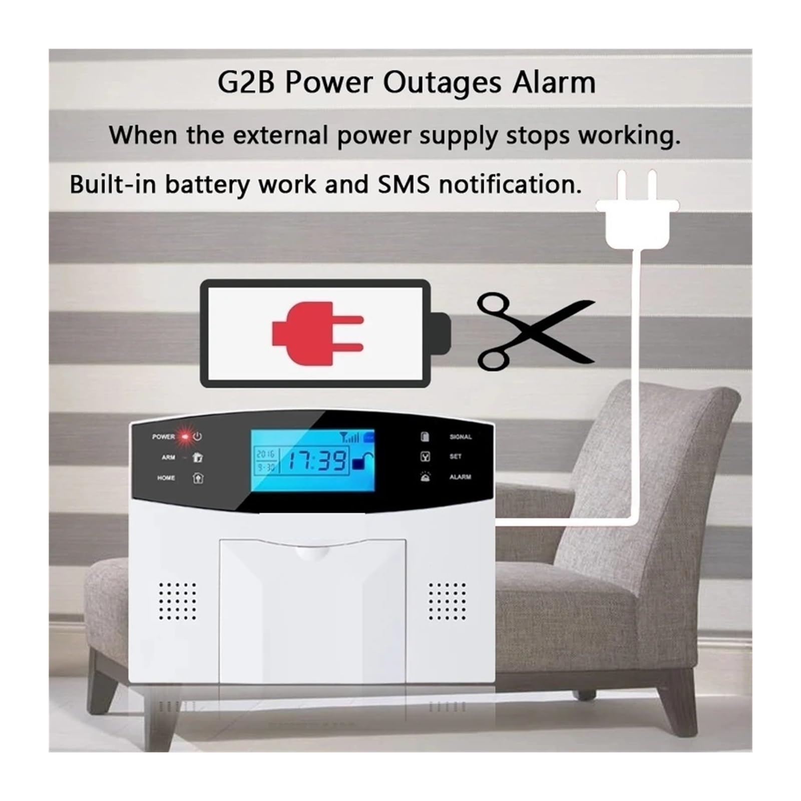 Sistema di Allarme di Sicurezza Domestica, Smart Alarm App Controllo Wireless Wire Sicurezza Domestica di Allarme gsm Citofono Bidirezionale Avviso SMS for Lo Spegnimento(G2B1)