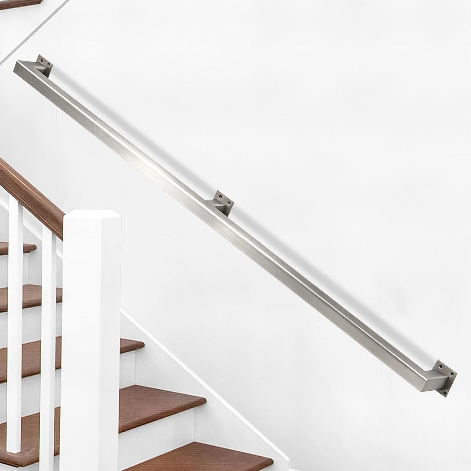 Modern Stainless Steel Handrail，1m 1.5m 2m 2.5m 300cm Wall Mounted Staircase Banister Handrail Safety Hand Rails Support Bar for Indoor and Outdoor(13ft/390cm)