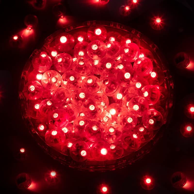 Image of ZGWJ 100PCs Red Balloon Lights Mini, Battery Powered, Long Standby Time Waterproof Tiny Led Round Light for Paper Lantern Balloon Party Easter Eggs Wedding Christmas Halloween Decorations
