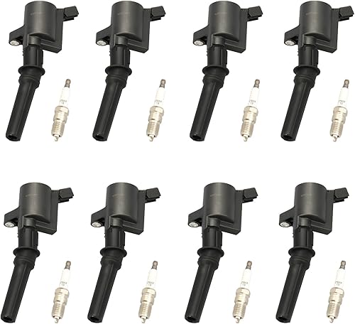 MAYASAF DG508 Bobinas de encendido y bujías Juego de 8 unidades para Ford 2003-2014 E-150, 1997-2002 E-150 Econoline/E-250 Econoline, 1997-1998